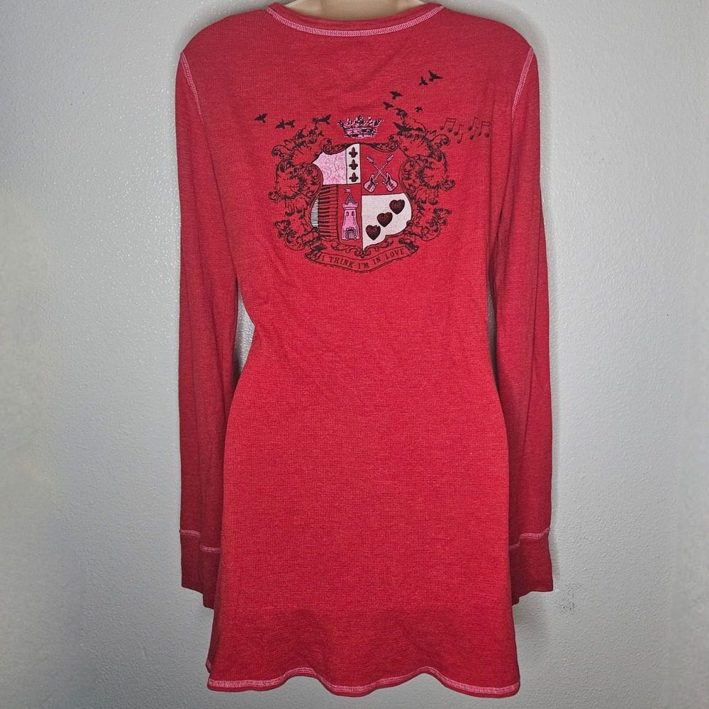 Victorias Secret PINK Red Thermal Henley Long Sleeve - Picture 2 of 6